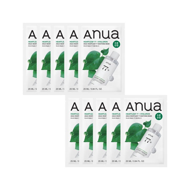 Anua HEARTLEAF 77 SOOTHING SHEET MASK 25ml X 10ea