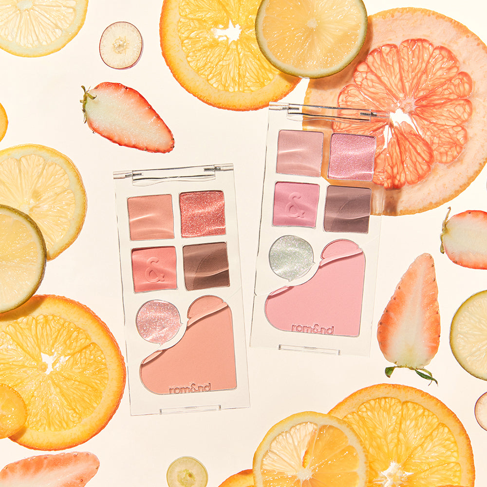 rom&nd Bare Layer Palette color swatches eyeshadow blusher