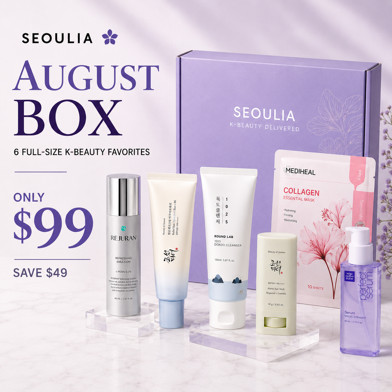 SEOULIA August Box – 6 Full-Size K-Beauty Favorites