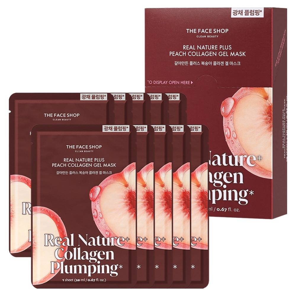 THE FACE SHOP Real Nature Plus Peach Collagen Gel Mask 20ml X 10ea